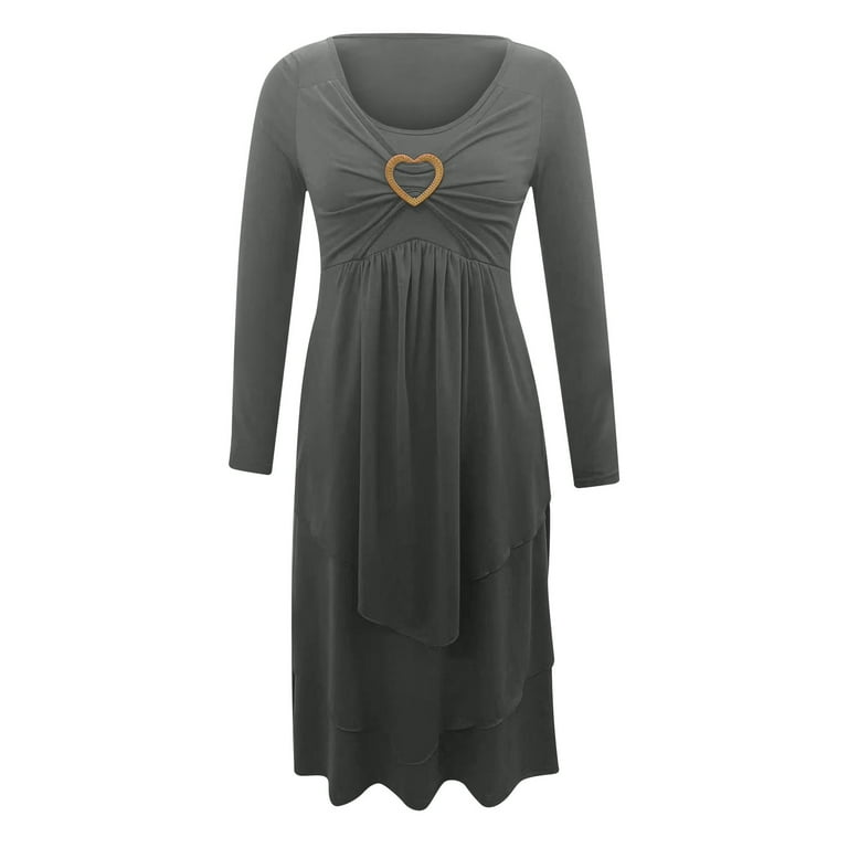 Dark Gray Dresses for Women Solid Color Long Sleeve Patchwork Lace Dress Plus Size Round Neck Fit And Flare Trendy Vacation Casual Dress Maxi Fashion Daily A-Line Blouse Backless Pleated Dress,S - Dark Gray Dresses for Women Solid Color Long Sleeve Patchwork Lace Dress Plus Size Round Neck Fit And Flare Trendy Vacation Casual Dress Maxi Fashion Daily A-Line Blouse Backless Pleated Dress,S -