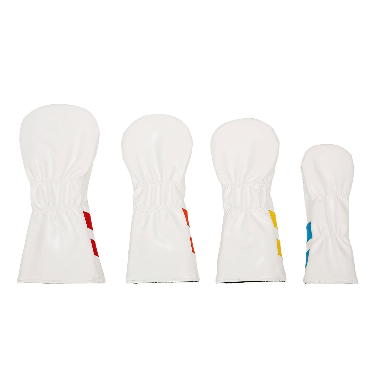 Leather Golf Covers Driver 1 3 5 U Headcovers 4 Piece Set White with Multicoloured