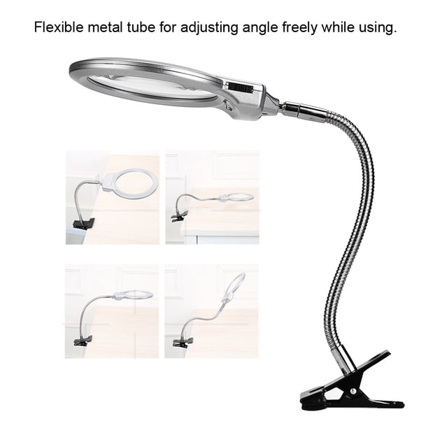 Lupa LED Con Diseño De Clip, Lámpara De Escritorio Con Lupa Ajustable, Con Lente 2.5X/5X Para Banco De Trabajo, Trabajo Cerrado Para Mesa De Escritorio, Manualidades