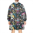 thumbnail image 2 of Wearable Oversized Blanket,Day Of the Dead Halloween Pattern Wearable Blanket Hoodie for Adults,Cozy Hooded Blankets with Super Pockets,Super Warm Fuzzy Pullover for Women & Men, 2 of 6