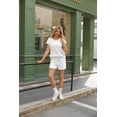 thumbnail image 3 of Ekouaer Two Piece Sets for Women Summer Crew Neck Lounge Short Sets Cap Sleeve Drawstring Vacation Outfits with Pocket, 3 of 6