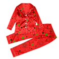 thumbnail image 6 of XDZJLR Kids Girls Christmas Pajamas Xmas Print Soft Satin Feel Two Piece Holiday Festive Party Comfortable Nightwear Outfit Pj'S Sleepwear Red 5-6 Years, 6 of 7