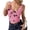 Pink, variant on Summer Floral Print Sleeveless Women Slim Fit Ruffle Tank Tops