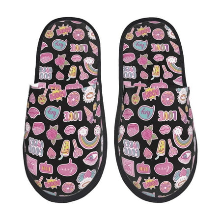 

Rateoe Elements Pattern Fuzzy Slippers Fuzzy Soft House Slippers Plush Furry Warm Cozy Open Toe Fluffy Home Shoes-Medium
