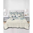 thumbnail image 3 of Blue Teal Eucalyptus Leaves Summer Quilt Set Full Size,Soft Quilted Bedding Set with 2 Pillow Shams,Watercolor Vintage Botanical Lightweight All Season Bedspread Coverlet for Bedroom 78"x90", 3 of 6