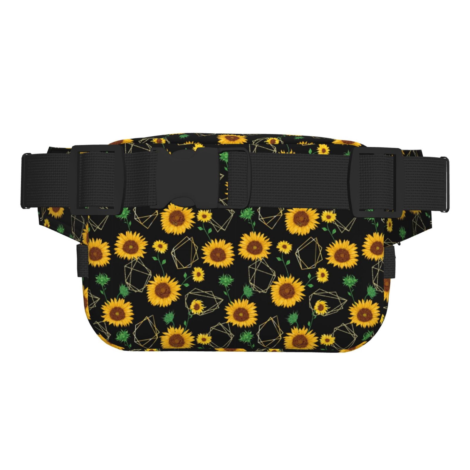 Picia Sunflowers3 Print Square Double-Layer Waist Bag Mini Adjustable Waist Belt Bag Exercise Running Travel Hiking