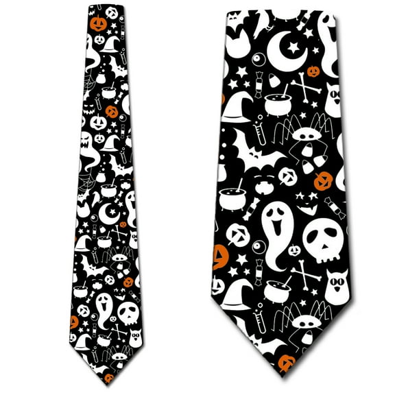 Halloween Ties Mens Holiday Icons Allover Necktie by Three Rooker