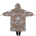 thumbnail image 2 of Oversized Wearable Blanket Hoodie,Cute Hedgehog Mushroom Leaves Pattern Sherpa Blanket Hoodie with Super Pockets,Super Warm Fuzzy Pullover for Women & Men, 2 of 6