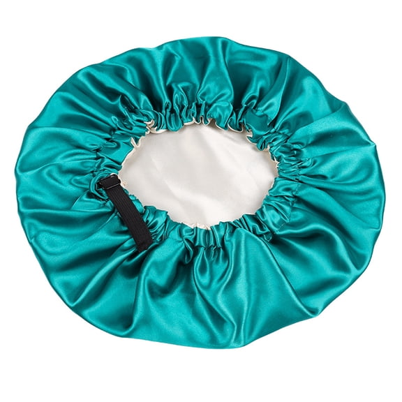 Double-Layer Satin Sleep Cap Adjustable Reversible Flat-Edge Silk-Like Hair Care Cap for Beauty & Makeup（peacock green wine red）