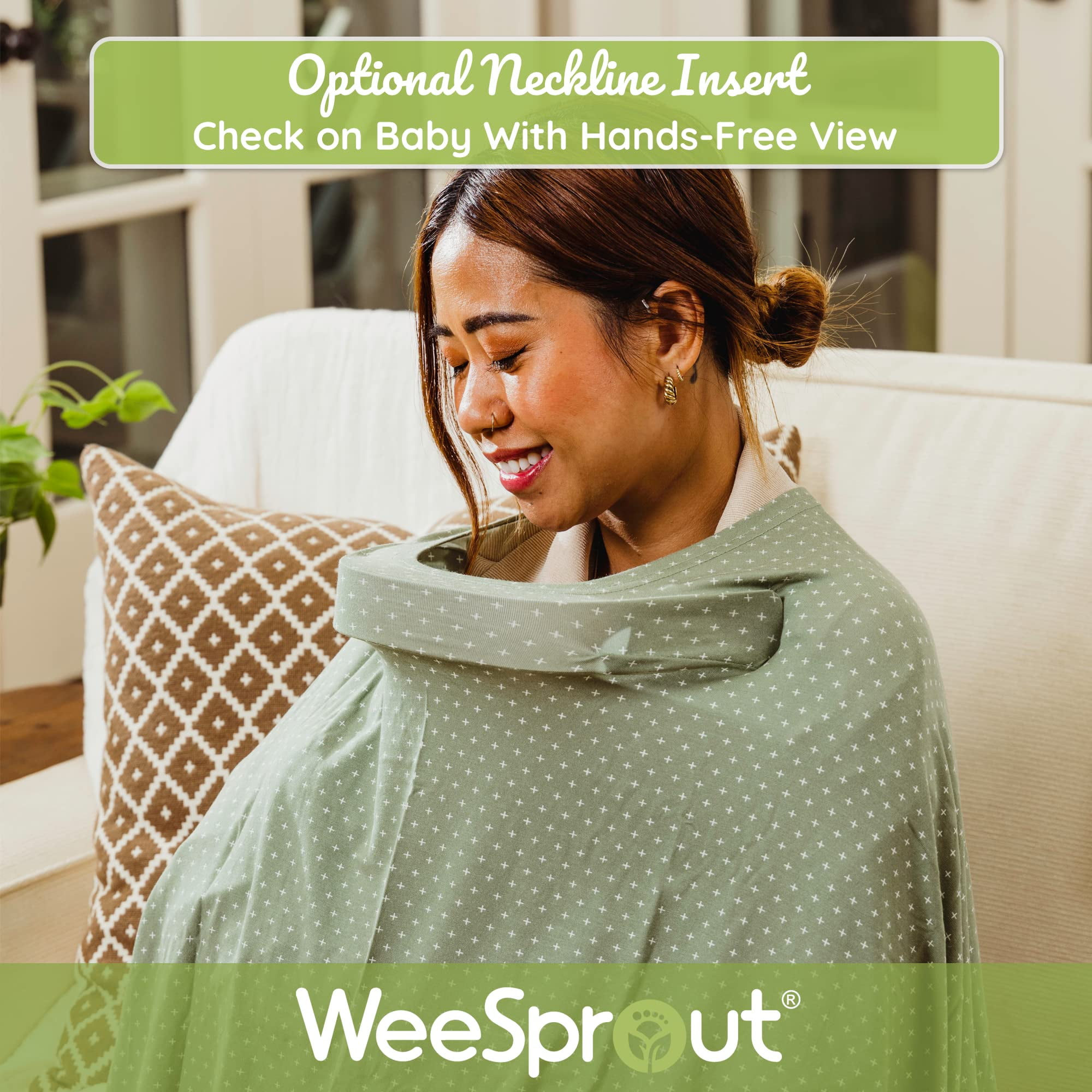 WeeSprout Nursing Cover for Breastfeeding, Soft & Breathable Nursing Poncho