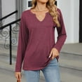 thumbnail image 2 of Women Blouses Womens Fitted Shirt Puff Long Sleeve Blouse V Neck Tee Womens Lady's Dress Shirts Women Tee Shirts Girls Swim Shirt Cute Print Button down plus Size Blouses for 3x Long Sleeve Red 2XL, 2 of 9