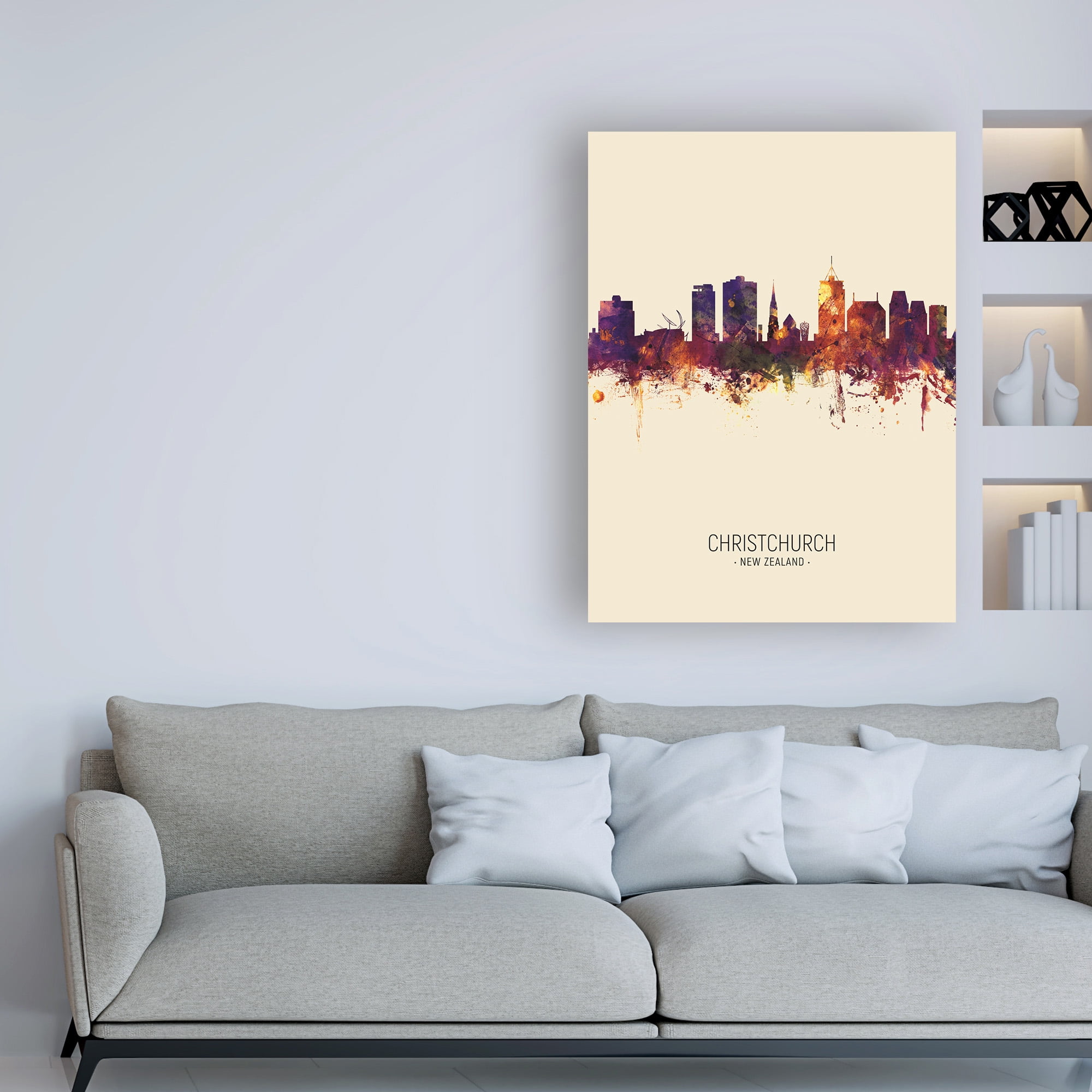 Trademark Fine Art 'Christchurch New Zealand Skyline Portrait III' Canvas Art by Michael Tompsett