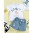 thumbnail image 3 of Franhais Baby Boy 2pcs Suit, Short Sleeve Round Neck Tops Summer Spring Casual Party Shorts Denim Ripped Pants, 3 of 9