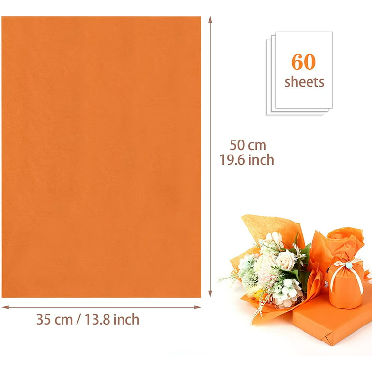 Naler 60 Sheets Orange Tissue Paper Bulk, 14 inchx 20 inch Gift Wrapping Tissue for Gift Bags DIY Crafts
