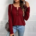 thumbnail image 2 of Waffle Velvet Knit Sweater Shirts for Womens Light Warm Ultra Soft Textured Pullover Sweater Blouses Henley Neck Tops Long Sleeve Blouses Spring Outfits 2025 Pullover Fall Winter Clothes, 2 of 7