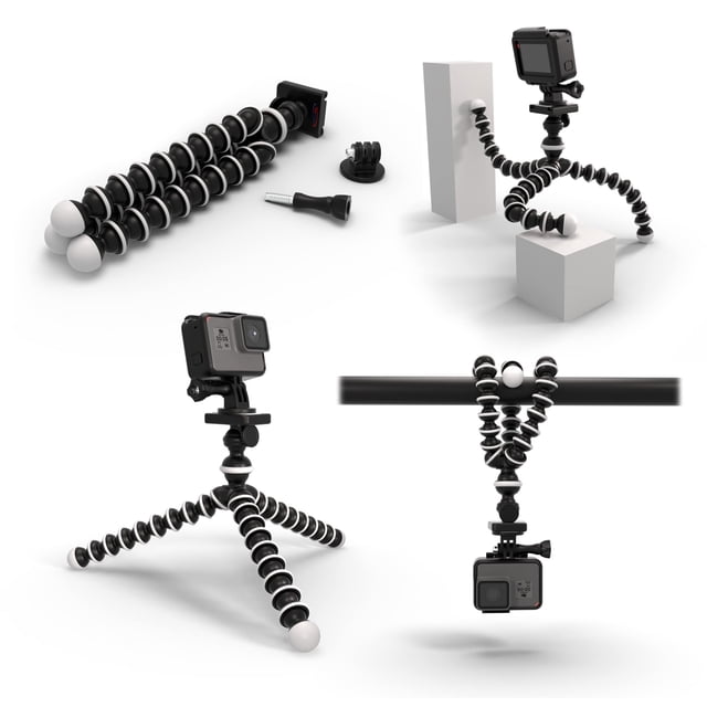 Trípode Digicharge Octopus Flexible de 10 pulgadas para cámara y GoPro