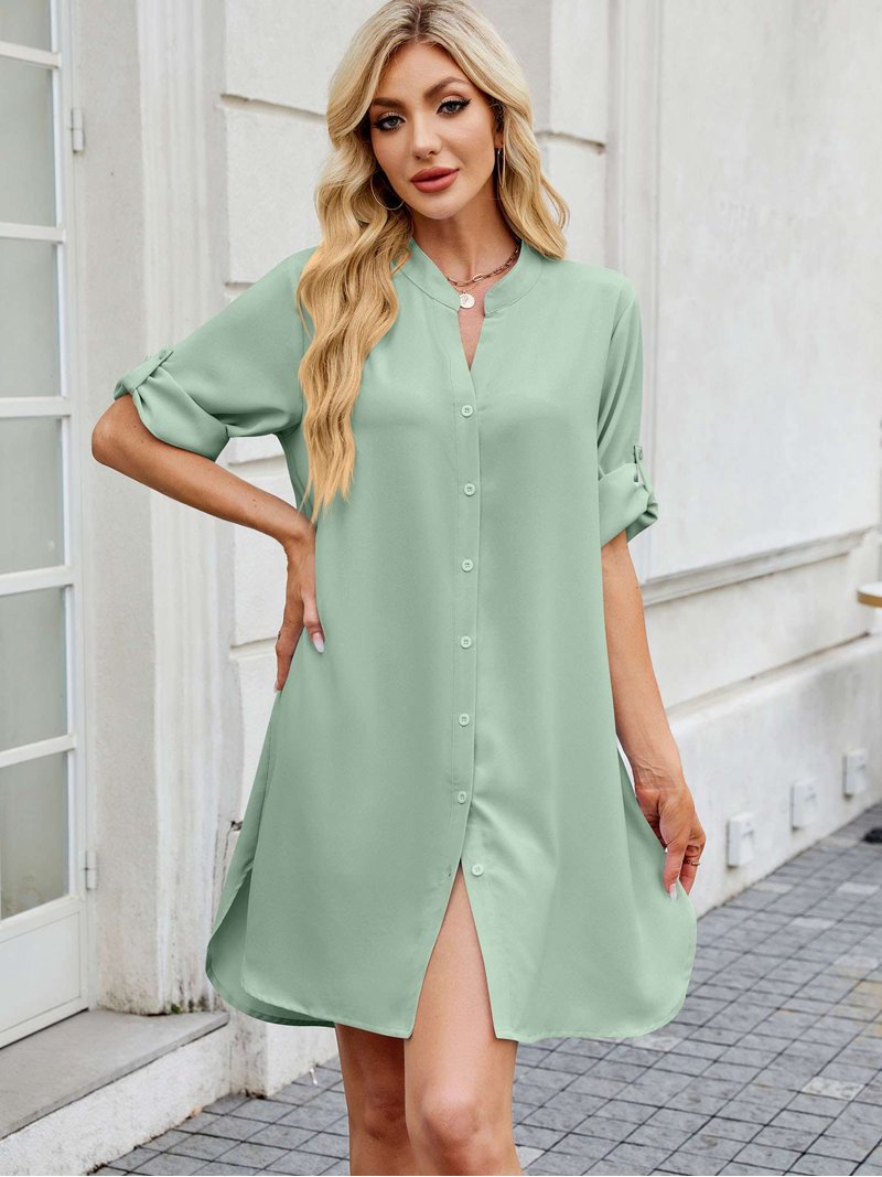 shirt dress swim cover up Black Collared Button Down Side Slit Cover Up Shirt Dress *FINAL SALE*