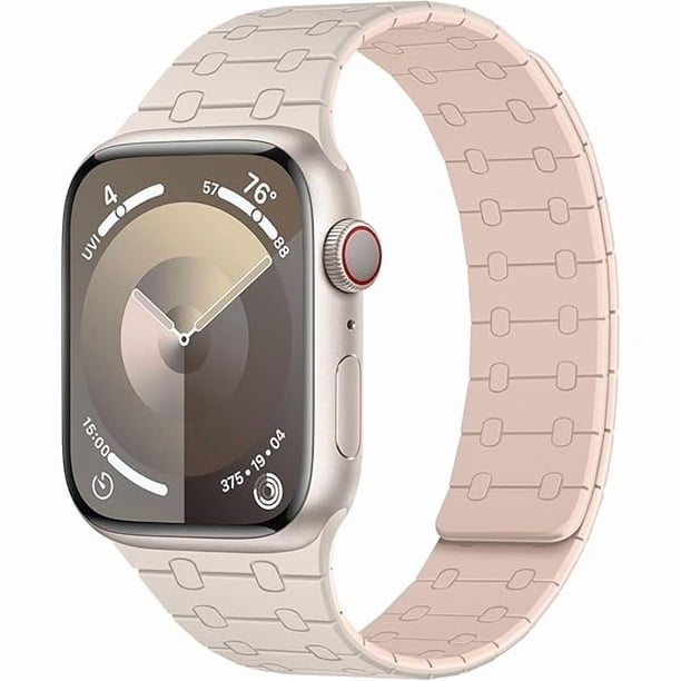 Chenchen Magnetic Bands Compatible with Apple Watch Band 49/46/45/44/42/41/40/38mm Women Men, Sport Silicone Strap for iWatch Ultra 3/2/1 Series 11 10 9 8 7 6 5 4 SE3/2/1 (42/41/40/38, Starlight Pink)