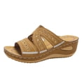 thumbnail image 2 of Domuza Orthopedic Sandals for Women Slip on Non Slip Arch Support Summer Flat Sandals Lightweight Hiking Shoes 2026 New Beach Vacation Foam Shoes Light Brown 6.5（EU-37）, 2 of 4