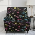 thumbnail image 2 of Jiueut Colorful Dinasour Print Recliner Cover, Stain Resistant Recliner Slipcover Anti Dust Recliner Cover with Storage Pockets for Fabric Leather Chairs, 2 of 7