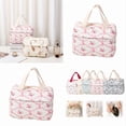 thumbnail image 5 of Lunch Bag 1 | Cute Floral Quilted Lunch Tote for Women with Front Pocket Insulated Cooler Bag for Work Easy Carry Lightweight Lunch Container#, 27X19X1.5 cm, Pink, 5 of 9