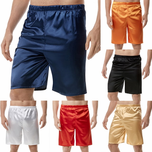 Yuyuzo Pajamas Shorts for Men Casual Satin Straight Leg Comfy Loose Fitted Loungewear Summer Sleep Pjs Shorts