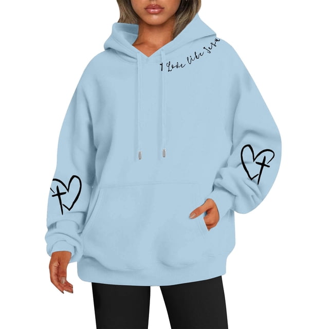 Sweat à Capuche Réversible Imprimé pour Femmes avec Poches Manches Longues Décontracté 100 pour Cent Polyester Vêtements d'Automne pour Adolescentes Petit Sweat à Capuche pour Femmes avec Fermeture Éclair