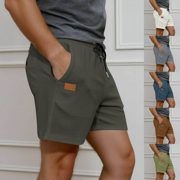 HAOTAGS Mens Casual Shorts, Drawstring with Pockets Loose Fit Elastic Waist Short Pants Dark Gray 2XL