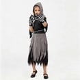 thumbnail image 6 of Krdevn Kids Grim Reaper Cosplay Costume, Skeleton Print Outfit with Gloves and Scythe for Halloween Stage Show,10-12 Years, 6 of 9