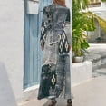 thumbnail image 3 of Denim Patchwork Women's Long Dress Long Sleeves Dress Vintage Dresses Party Maxi Dress High Waist Dress, 3 of 4