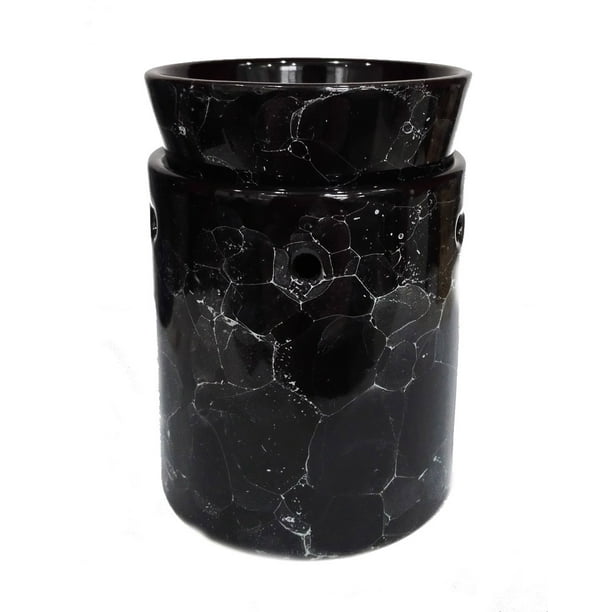 Black Marble Decorative Ceramic Tart Warmer Set of Dish and Burner