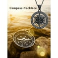 thumbnail image 2 of CACA LADY Compass Necklace for Men, 925 Sterling Silver Black Gold Punk Compass Pendent Talisman Travel Necklace, Birthday Christmas Unique Inspirational Compass Charm Graduation Jewelry Gifts, 2 of 5