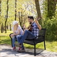 thumbnail image 6 of Patio Bench 45.7in WPC & Steel Outdoor Seating | Black | Slat Back, 6 of 8