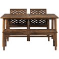 thumbnail image 1 of Solid Acacia Wood 4-Piece Chevron Dining Set in Dark Brown, 1 of 6