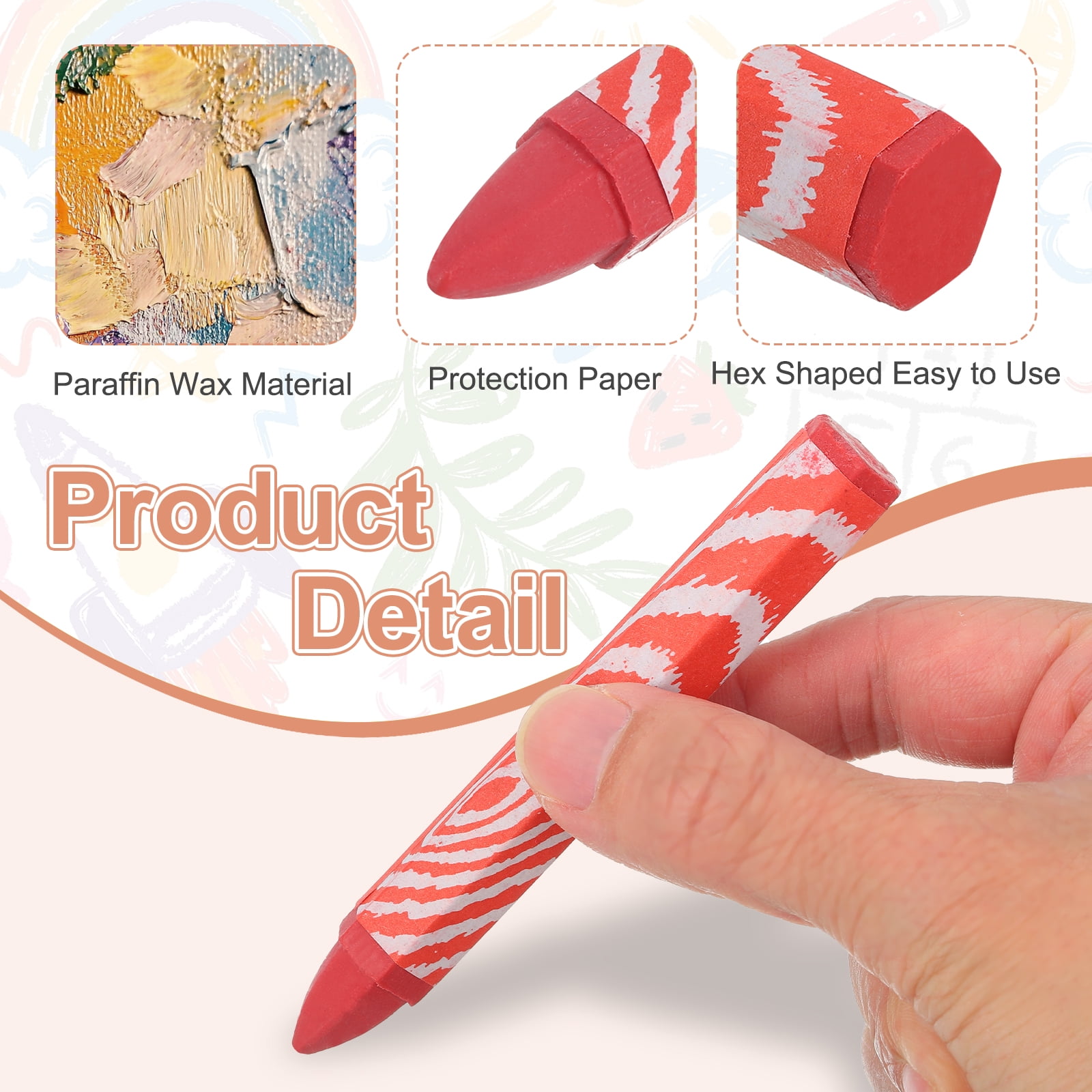24Pcs Lumber Marking Crayons, 4.1" x 0.6" Hex Wax Tire Marker Pen Drawing Crayons for Wood Metal(Red)