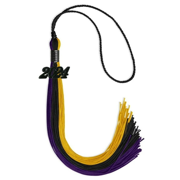 Endea Graduation Black/Purple/Gold Graduation Tassel with Black Date Drop