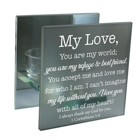 Cottage Garden MCHQ15SGY My Love, You Are My World 1 Corinthians 1-4 Candle Holder