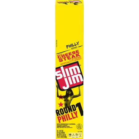 Slim Jim Philly Cheesesteak Seasoned Smoked Snack Stick, 0.97 Oz. (Best Philly Cheesesteak In Philly)