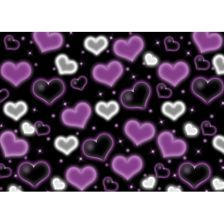 Purple White Black Heart Photo Backdrop Early 2000s 90s Old School Happy Birthday Homies Party Banner Decorations Valentine's Day Heart Women Background for Photoshoot