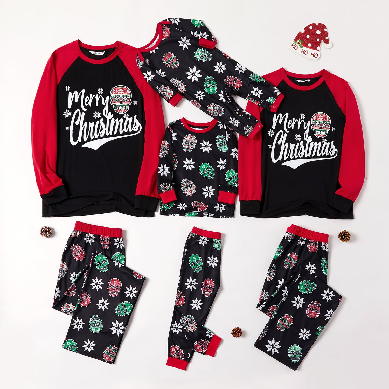 PatPat - PatPat Family Matching Snowflake Skull Print Christmas Pajamas ...