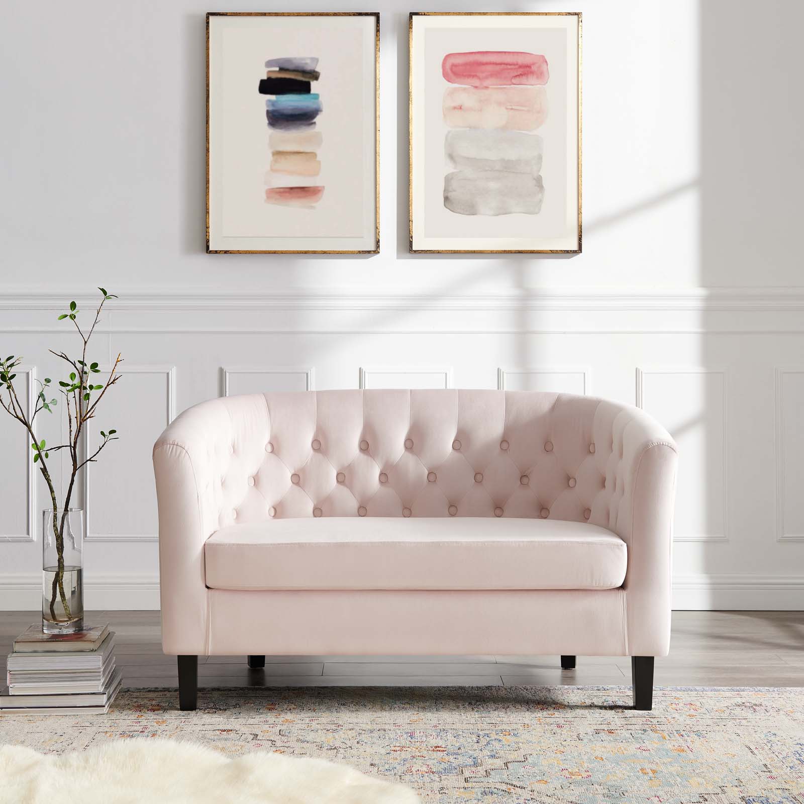 Modway Prospect Performance Velvet Loveseat, Pink