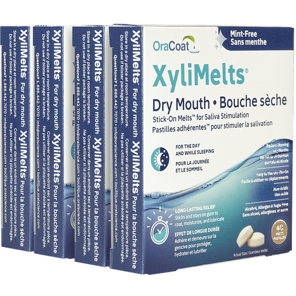 XyliMelts Adhering Pastilles - Mint-Free - 4-Pack of 40 Pieces