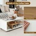 thumbnail image 6 of Resenkos Coffee Table,Center Table, Modern Sofa Table Tea Table,Rectangular Coffee Table with L-shaped Middle Shelf-White, 6 of 7
