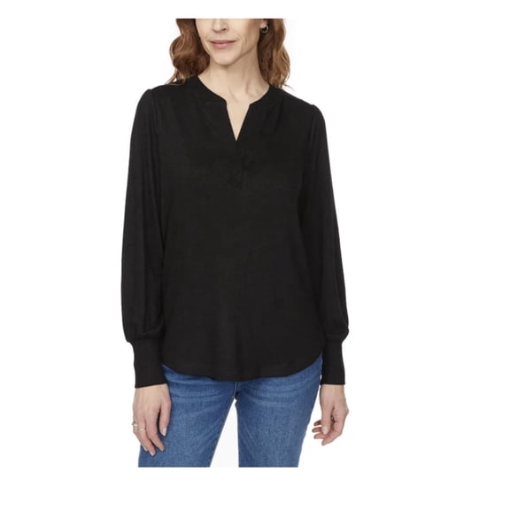 Buffalo David Bitton Women's Long Sleeve Cozy V-Neck Top (US, Alpha, Large, Regular, Regular, Black)