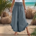 thumbnail image 4 of Weiqiqre Summer Pants for Women Wide Leg Pants High Waisted Elastic Waistband Palazzo Pants Flare Yoga Pants Soft Pilates Pants, 4 of 9