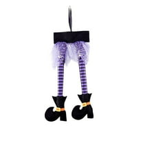 chaungfeng 1 Pcs Halloween Witch's Legs for Wreath, Plush Stuffed Witch Legs with Shoes, Sticking out of Window Door Car Auto Trunk Outdoor Novelty Hanging Yard Decor (8.66"x18.11")
