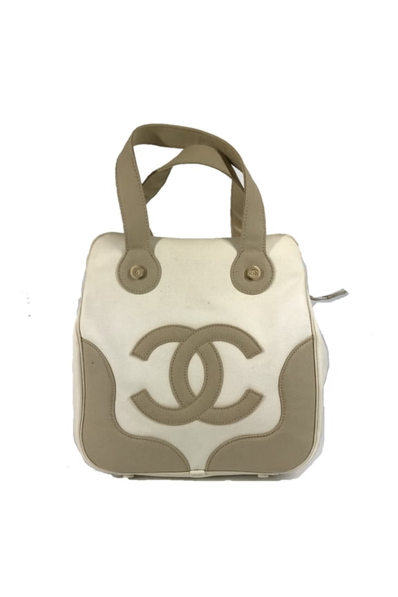 Pre-Owned CHANEL CC Coco Mark Logo Marshmallow Tote Bag, Canvas Handbag, Women's,... (Good)