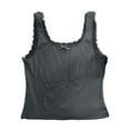 thumbnail image 4 of IWRICH Women's Ribbed Lace Trim Square Neck Tank Tops Going out Camisole Slim Fit Ribbed Knit Wide Straps Bow Y2k Summer Tops Dark Gray M, 4 of 4