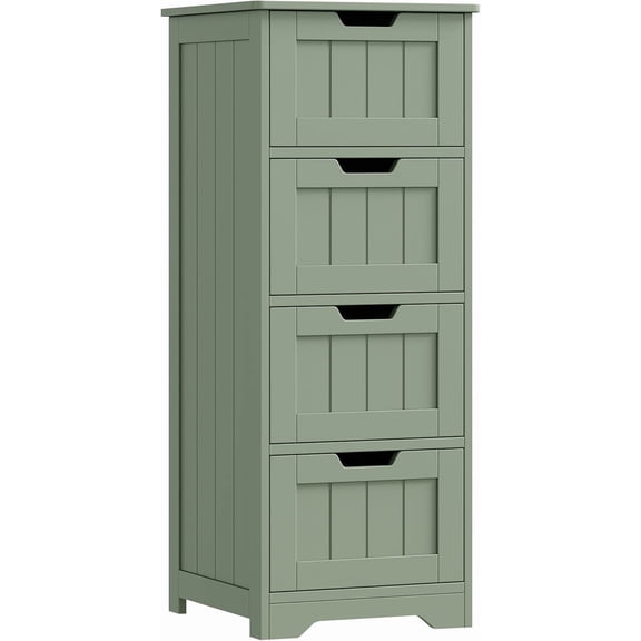 Bathroom Storage Cabinet with 4 Drawers, 11.8” x 11.8” x 32.5” Freestanding Entryway Cupboard Storage Organizer Unit, Green