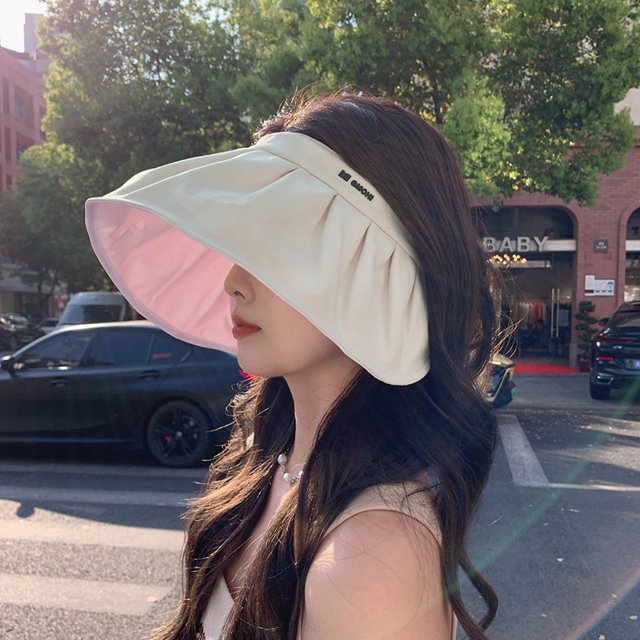 LinYooLi Sunshade Hat For Women, UV Protection, Summer Cycling, Sun Protection, Thin Brimmed Hat, Face Covering, Hollow Top Shell Hat